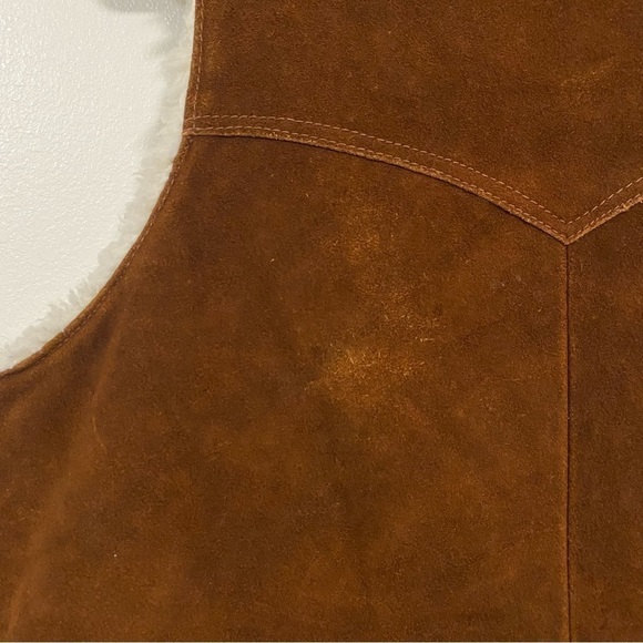 Pypsa Vest Mens size 44 Brown Suede Leather Sherpa lined Vest - Picture 11 of 14